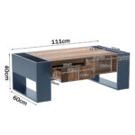 Wood Grain Coffee Table, with One Handleless Drawer, One Storage Compartment and Rear Storage, Double-Sided - Image 12