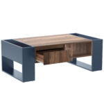 Wood Grain Coffee Table, with One Handleless Drawer, One Storage Compartment and Rear Storage, Double-Sided - Image 14