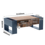 Wood Grain Coffee Table, with One Handleless Drawer, One Storage Compartment and Rear Storage, Double-Sided - Image 3
