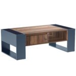 Wood Grain Coffee Table, with One Handleless Drawer, One Storage Compartment and Rear Storage, Double-Sided - Image 8