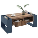 Wood Grain Coffee Table, with One Handleless Drawer, One Storage Compartment and Rear Storage, Double-Sided - Image 9