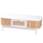 Rattan Coffee Table, Drawers with Rattan and Sliding Doors with Solid Wood Slats, Solid Wood Material - Image 19