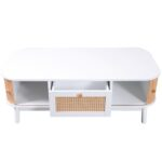Rattan Coffee Table, Drawers with Rattan and Sliding Doors with Solid Wood Slats, Solid Wood Material - Image 20