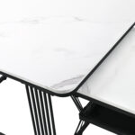 2-Piece Set Modern Side Tables, MDF in Marble Look, White High-Gloss Black Steel Frame - Image 20