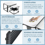 2-Piece Set Modern Side Tables, MDF in Marble Look, White High-Gloss Black Steel Frame - Image 44