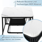 2-Piece Set Modern Side Tables, MDF in Marble Look, White High-Gloss Black Steel Frame - Image 51
