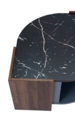 Coffee Table, Textured Coffee Table in Marble and Walnut Contrast Colors, Living Room Table - Image 10