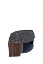 Coffee Table, Textured Coffee Table in Marble and Walnut Contrast Colors, Living Room Table - Image 21