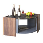 Coffee Table, Textured Coffee Table in Marble and Walnut Contrast Colors, Living Room Table - Image 4
