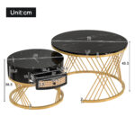2 in 1 Round MDF Coffee Table, Side Table with Marble Table Top and Drawers Made of Plastic - Image 15