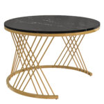 2 in 1 Round MDF Coffee Table, Side Table with Marble Table Top and Drawers Made of Plastic - Image 19