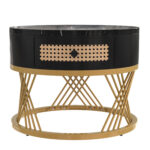 2 in 1 Round MDF Coffee Table, Side Table with Marble Table Top and Drawers Made of Plastic - Image 20