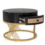 2 in 1 Round MDF Coffee Table, Side Table with Marble Table Top and Drawers Made of Plastic - Image 21