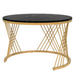 2 in 1 Round MDF Coffee Table, Side Table with Marble Table Top and Drawers Made of Plastic - Image 22