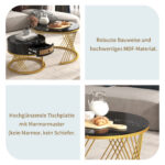 2 in 1 Round MDF Coffee Table, Side Table with Marble Table Top and Drawers Made of Plastic - Image 5
