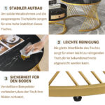 2 in 1 Round MDF Coffee Table, Side Table with Marble Table Top and Drawers Made of Plastic - Image 7