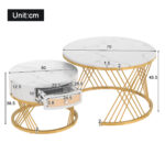2 in 1 Round MDF Coffee Table, Side Table with Marble Table Top and Drawers Made of Plastic - Image 19