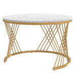 2 in 1 Round MDF Coffee Table, Side Table with Marble Table Top and Drawers Made of Plastic - Image 20