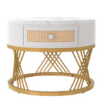 2 in 1 Round MDF Coffee Table, Side Table with Marble Table Top and Drawers Made of Plastic - Image 21