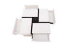 High-Gloss Coffee Table, Table with 4 Drawers, Unique Color Matching and Line Design, Storage Below - Image 11