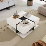 High-Gloss Coffee Table, Table with 4 Drawers, Unique Color Matching and Line Design, Storage Below - Image 2