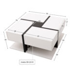 High-Gloss Coffee Table, Table with 4 Drawers, Unique Color Matching and Line Design, Storage Below - Image 3