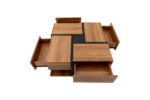 Coffee Table, Table with 4 Drawers, Unique Color Matching and Line Design, Storage Below. 78x78x40 cm - Image 17