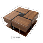 Coffee Table, Table with 4 Drawers, Unique Color Matching and Line Design, Storage Below. 78x78x40 cm - Image 6