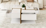 High-Gloss Coffee Table, Table with 4 Drawers, Unique Color Matching and Line Design, Storage Below - Image 11