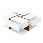 High-Gloss Coffee Table, Table with 4 Drawers, Unique Color Matching and Line Design, Storage Below - Image 16