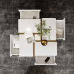 High-Gloss Coffee Table, Table with 4 Drawers, Unique Color Matching and Line Design, Storage Below - Image 7