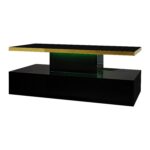 Coffee Table with Drawers, High-Gloss Lacquer Finish, Side Table with Two Shelf Levels, with LED Lighting - Image 20