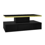 Coffee Table with Drawers, High-Gloss Lacquer Finish, Side Table with Two Shelf Levels, with LED Lighting - Image 21