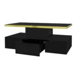 Coffee Table with Drawers, High-Gloss Lacquer Finish, Side Table with Two Shelf Levels, with LED Lighting - Image 27