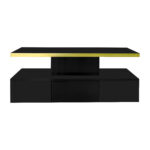 Coffee Table with Drawers, High-Gloss Lacquer Finish, Side Table with Two Shelf Levels, with LED Lighting - Image 28