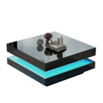 Square Coffee Table in Black - Modern Technological Style with 16-Color LED Lighting, 70x70x36 cm - Image 14