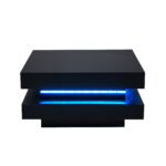 Square Coffee Table in Black - Modern Technological Style with 16-Color LED Lighting, 70x70x36 cm - Image 16