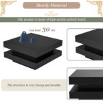 Square Coffee Table in Black - Modern Technological Style with 16-Color LED Lighting, 70x70x36 cm - Image 4