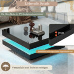 Square Coffee Table in Black - Modern Technological Style with 16-Color LED Lighting, 70x70x36 cm - Image 8
