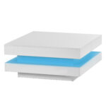 Square Coffee Table in White - Modern Technological Style, with Bluetooth LED Strip, 70x70x36 cm - Image 17