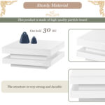 Square Coffee Table in White - Modern Technological Style, with Bluetooth LED Strip, 70x70x36 cm - Image 21