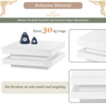 Square Coffee Table in White - Modern Technological Style, with Bluetooth LED Strip, 70x70x36 cm - Image 23