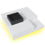 Coffee Table, High-Gloss Living Room Table, Side Table with Detachable Storage Box, Color-Block White Design - Image 11