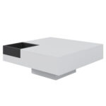 Coffee Table, High-Gloss Living Room Table, Side Table with Detachable Storage Box, Color-Block White Design - Image 17