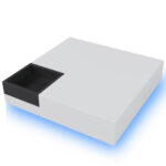 Coffee Table, High-Gloss Living Room Table, Side Table with Detachable Storage Box, Color-Block White Design - Image 19