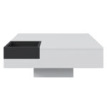 Coffee Table, High-Gloss Living Room Table, Side Table with Detachable Storage Box, Color-Block White Design - Image 28