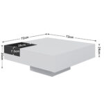 Coffee Table, High-Gloss Living Room Table, Side Table with Detachable Storage Box, Color-Block White Design - Image 4