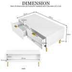 Modern White Coffee Table with Golden Accents, 2 Drawers, Vertical Stripe Design, 100*50*40 cm - Image 17