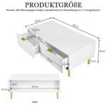 Modern White Coffee Table with Golden Accents, 2 Drawers, Vertical Stripe Design, 100*50*40 cm - Image 19