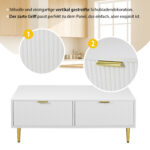 Modern White Coffee Table with Golden Accents, 2 Drawers, Vertical Stripe Design, 100*50*40 cm - Image 20